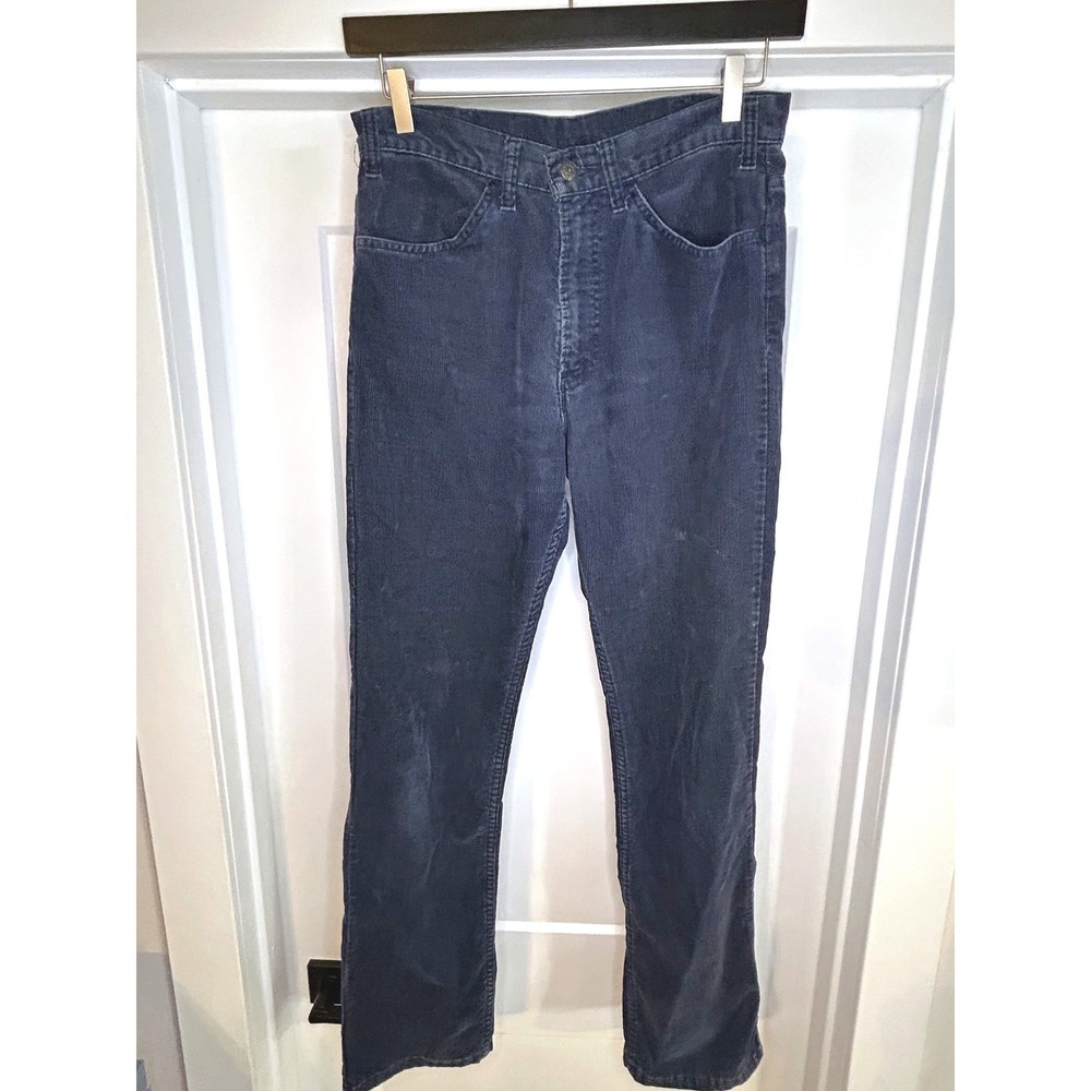 Vintage Levis 519 Corduroy Navy‎ Blue Pants White Tab Slim Straight 30x31 Retro